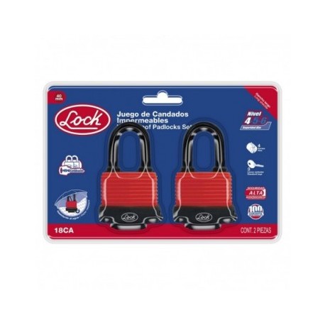 18CA Jgo 2 candado imperm cort 40mm Lock