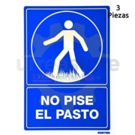 SES23 Señal pulgadas No pise el pasto pulgadas...